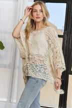 ADORA Boat Neck Crochet Lace Cover Up