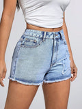 Star Raw Hem Denim Shorts - felvior
