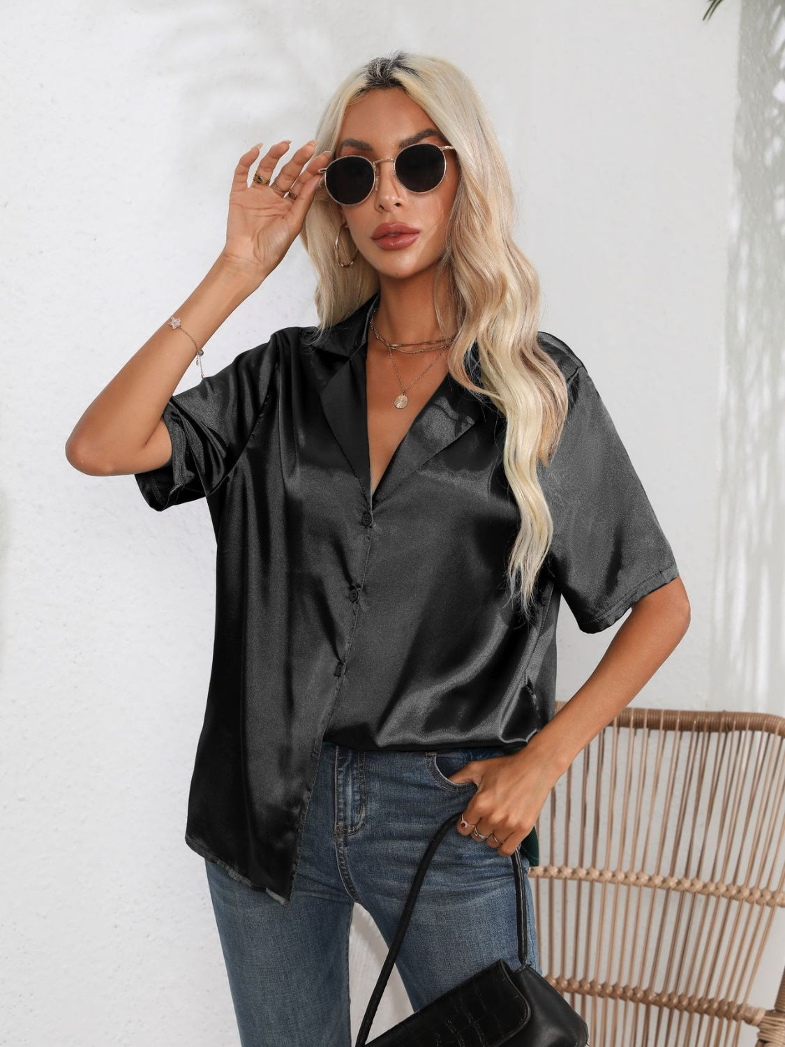 Button Down Short Sleeve Shirt - felvior