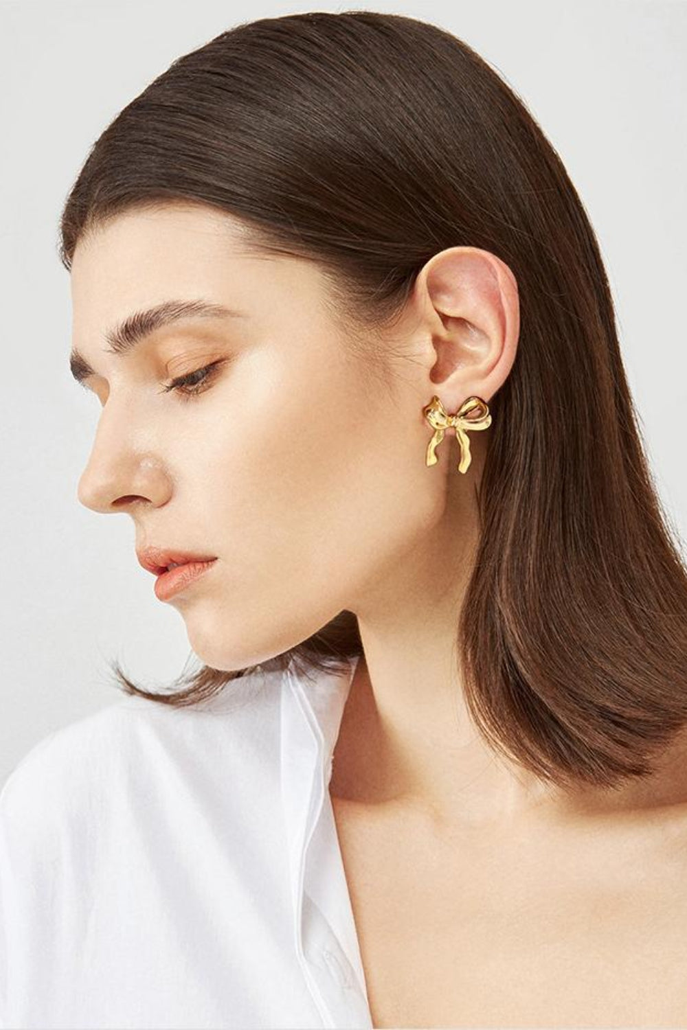 Brass Bow Stud Earrings - felvior