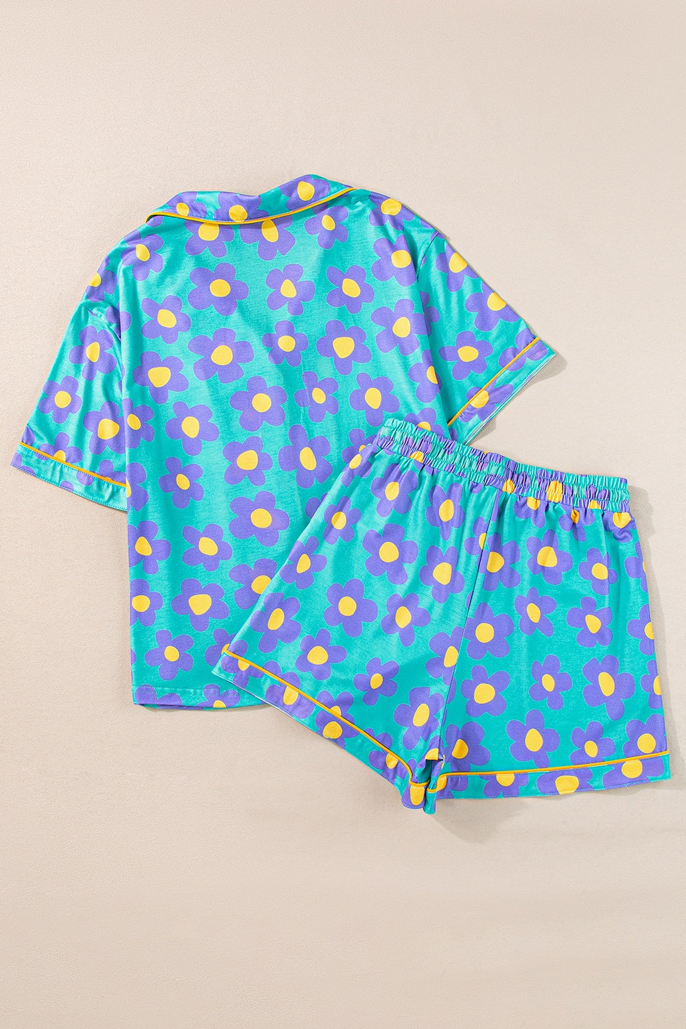 Pocketed Flower Half Sleeve Top and Shorts Lounge Set - felvior