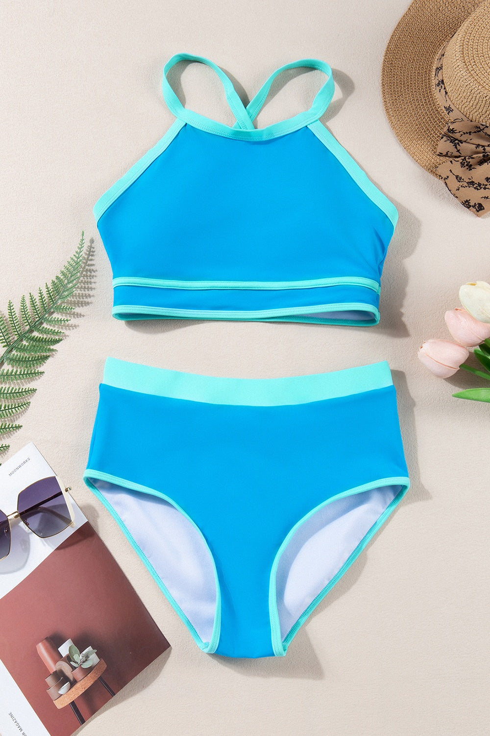 Crisscross Round Neck Two-Piece Swim Set - felvior