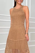 Hollowed-Out Sleeveless Maxi Dress