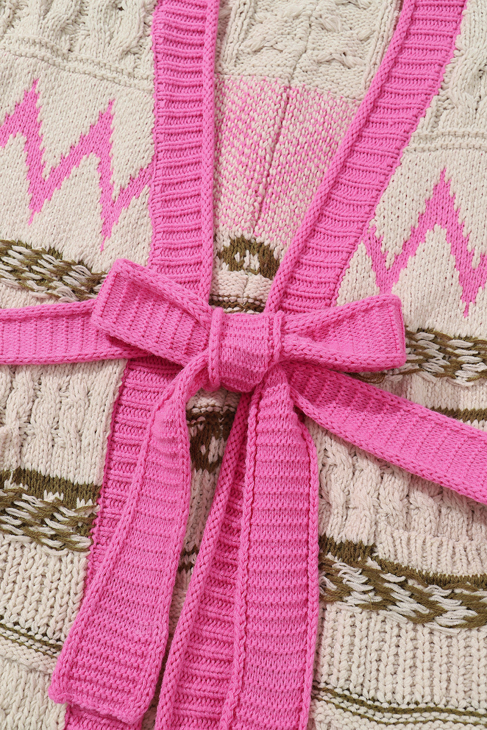 Contrast Tied Open Front Cardigan - felvior
