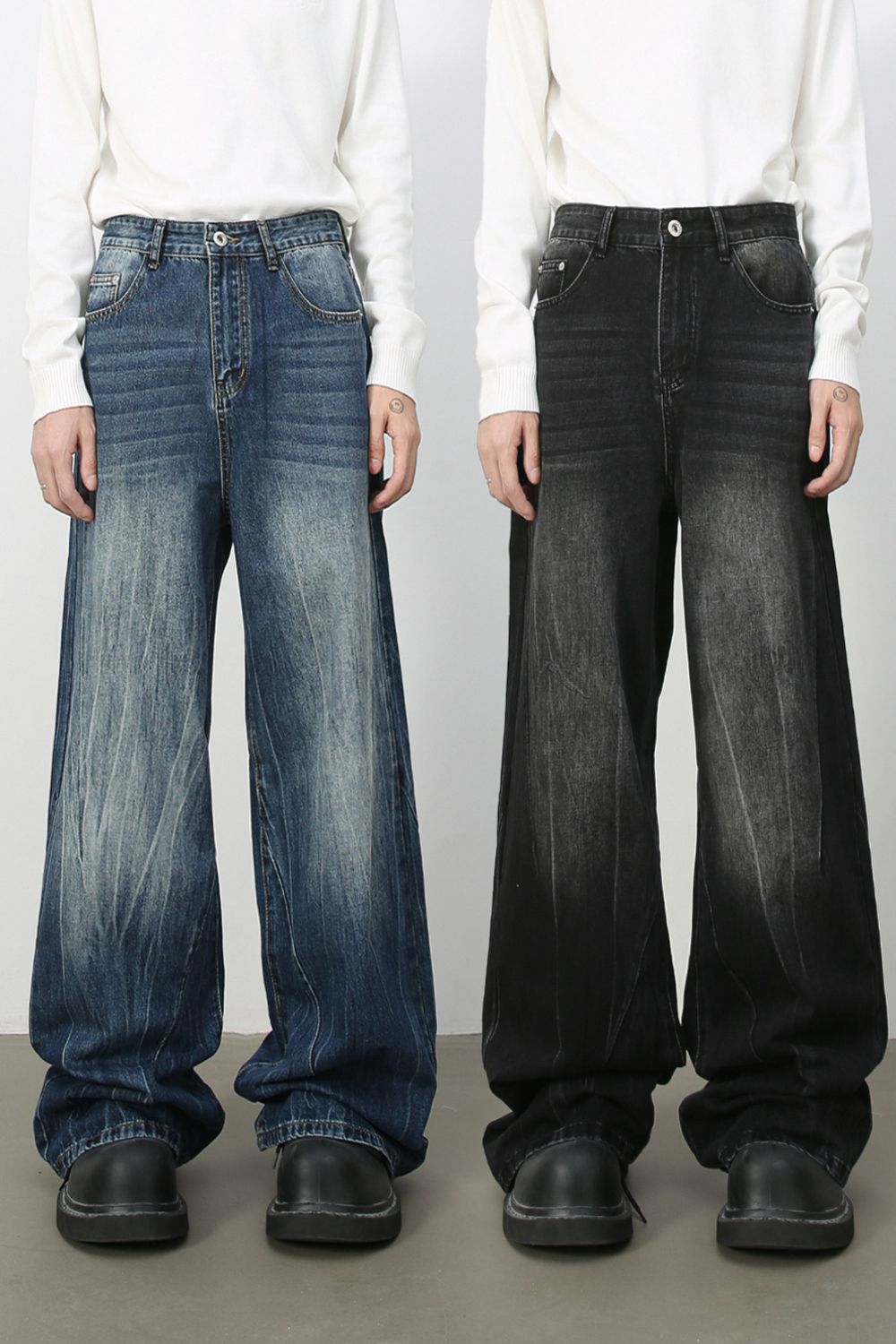 Men's Wide Leg Jeans with Pockets Hauptbild