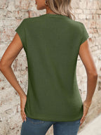 V-Neck Short Sleeve Knit Top