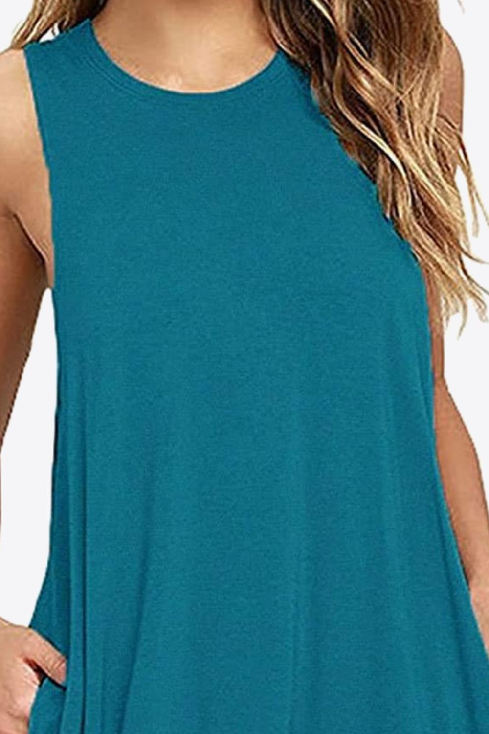 Full Size Round Neck Sleeveless Dress with Pockets - felvior