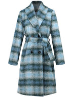 Plaid Tie Waist Long Sleeve Coat