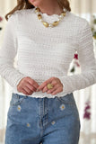 Long Sleeve Jacquard Slim Top - felvior