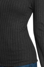 Zenana Ribbed Long Sleeve Round Neck T-Shirt