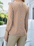 Printed Long Sleeve Blouse - felvior
