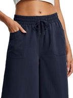 Full Size Drawstring Wide Leg Capris Pants Plus Size