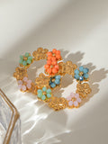 Synthetic Crystal Stainless Steel Flower Earrings - felvior