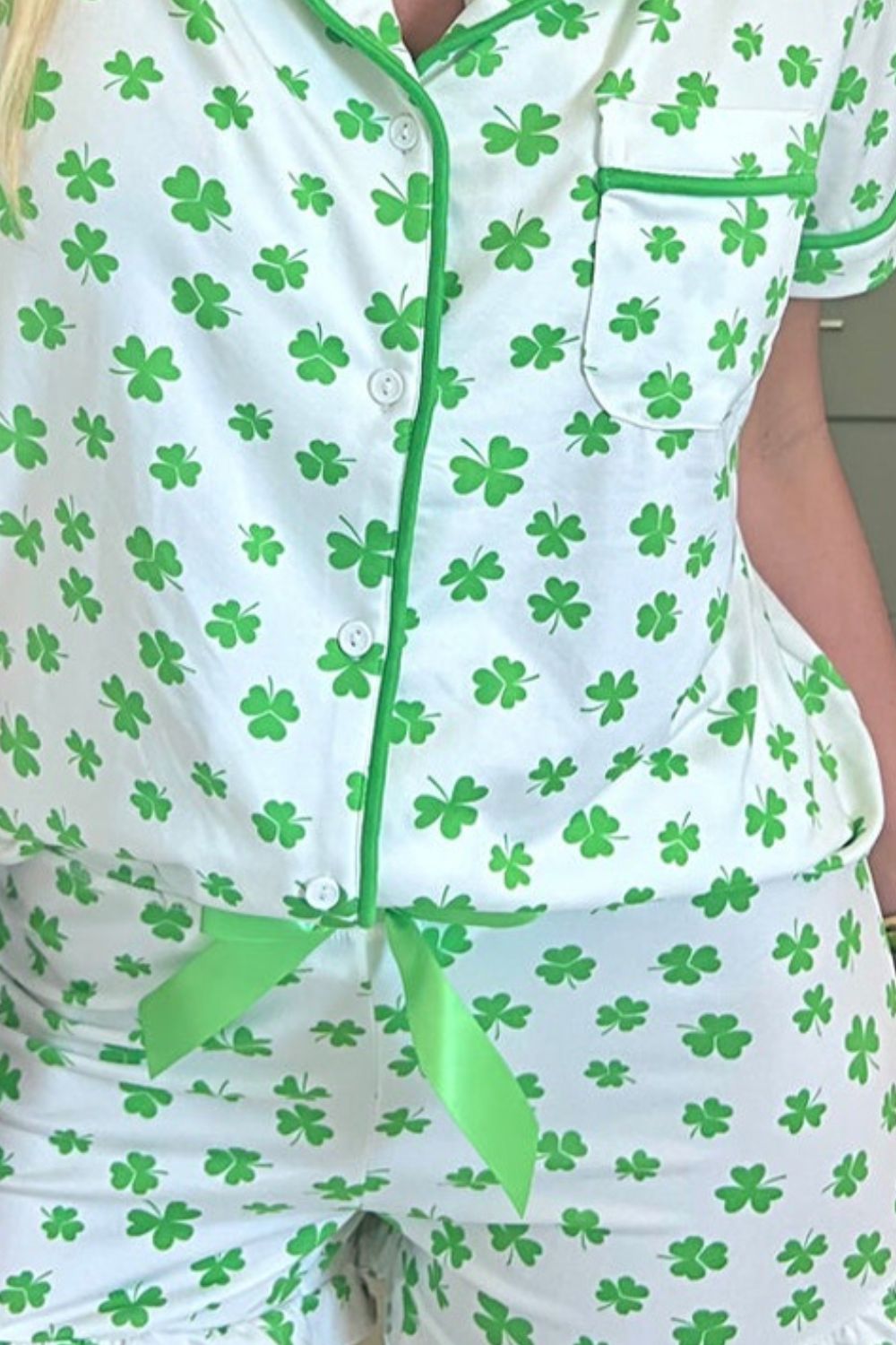 Lucky Clover Shirt and Shorts Lounge Set - felvior