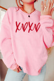 Valentine’s Day XOXO Round Neck Drop Shoulder Sweatshirt - felvior