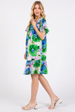 Ces Femme Floral Ruffled Short Sleeve Dress - felvior