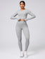 Back Crisscross Round Neck Long Sleeve Top and Leggings Active Set