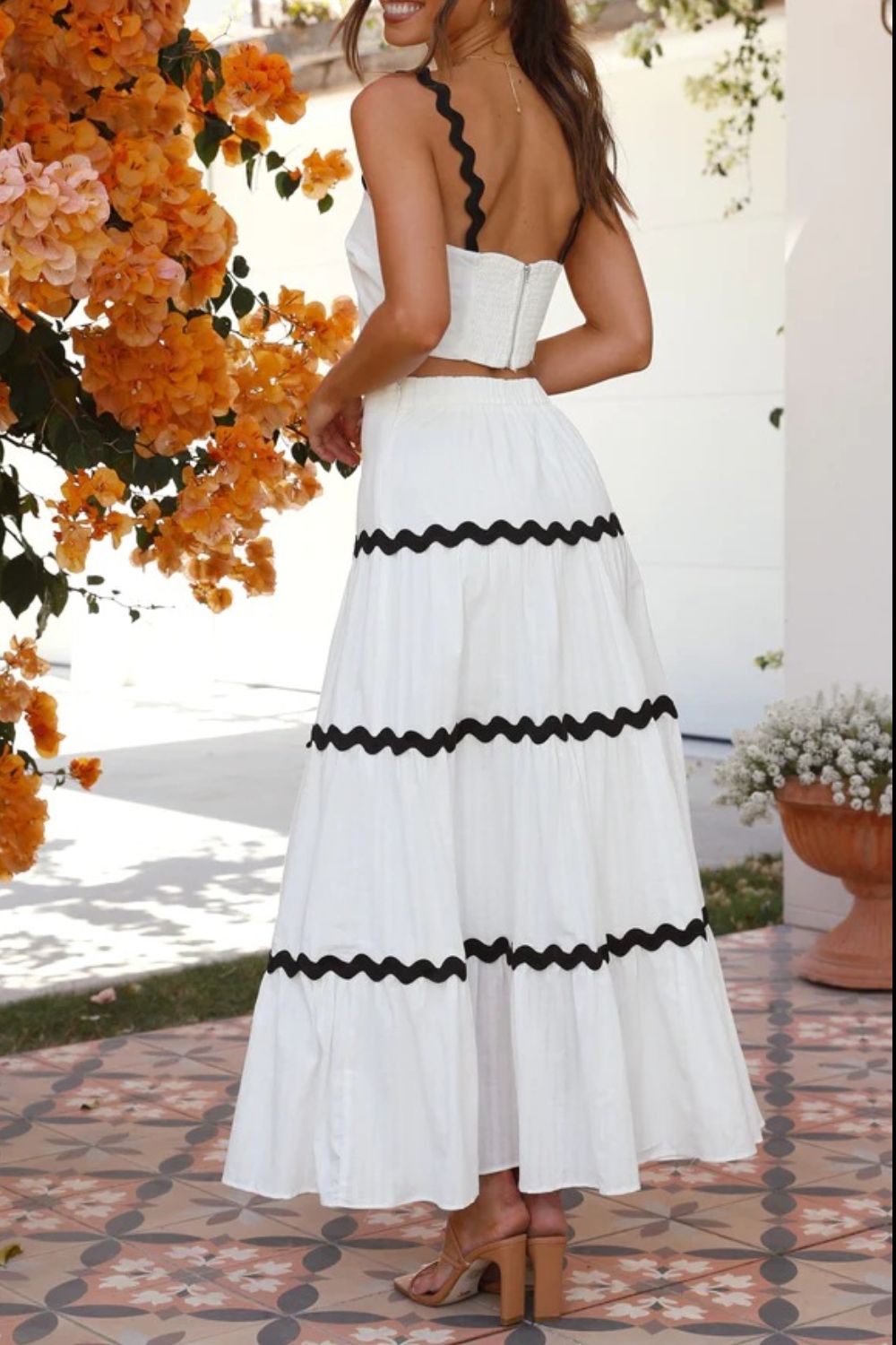 Contrast Trim Cami and Skirt Set - felvior