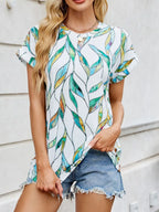 Printed Round Neck Short Sleeve Top