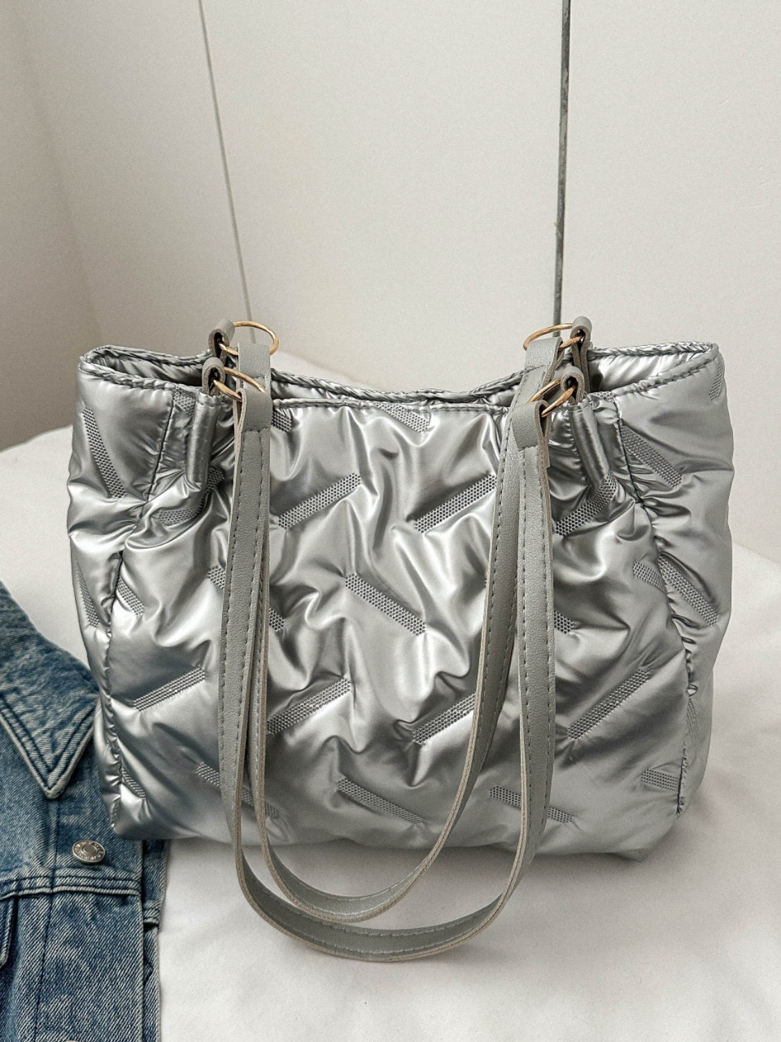Textured Polyester Shoulder Bag Main image