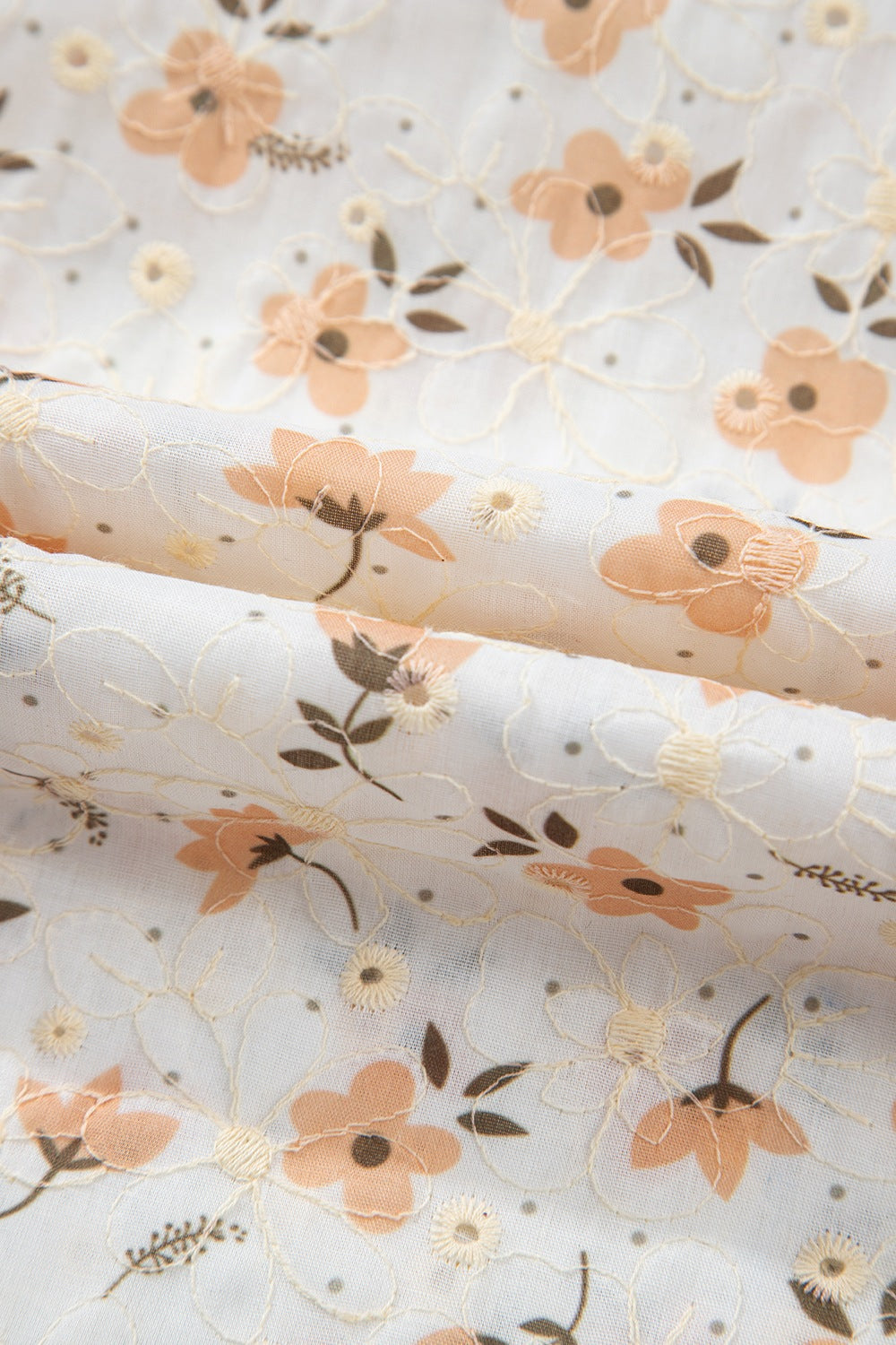 Frill Printed Notched Short Sleeve Blouse