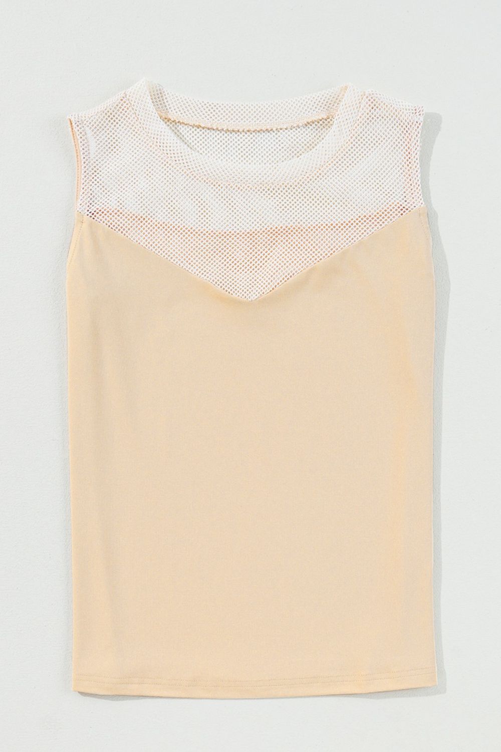 Mesh Patchwork Crew Neck Tank - felvior