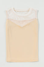 Mesh Patchwork Crew Neck Tank