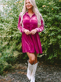 Collared Neck Buttoned Mini Dress - felvior