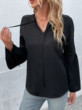 Perfee Tie Neck Long Sleeve Blouse - felvior