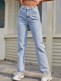 High Waist Straight Jeans with Pockets - felvior