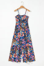 Floral Smocked Spaghetti Straps Wide Leg Jumpsuit