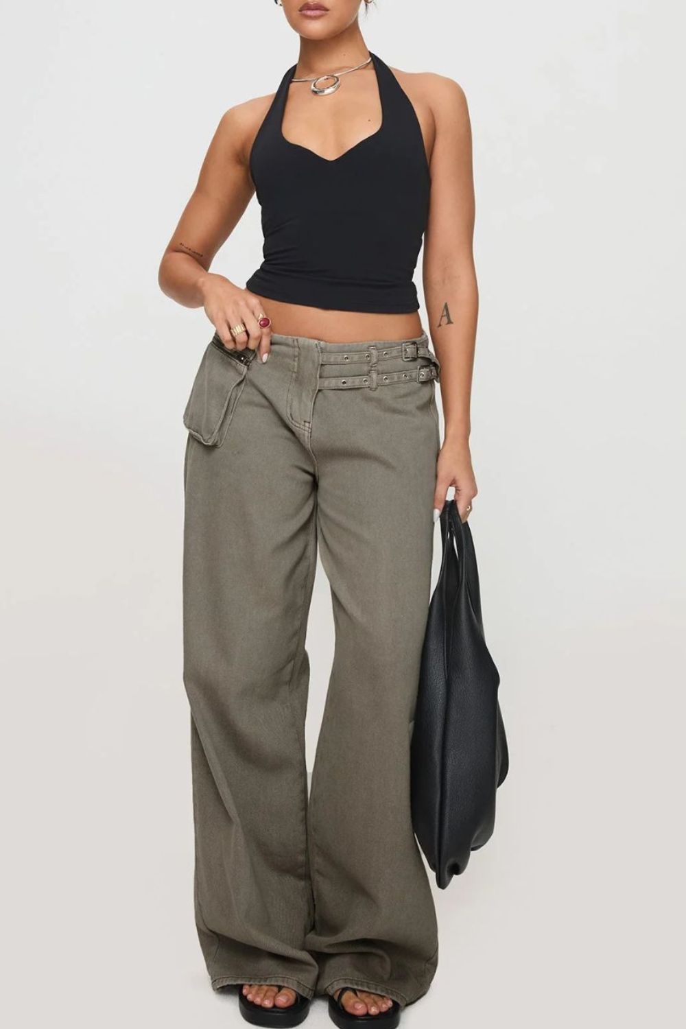 Wide Leg Jeans with Pockets - felvior