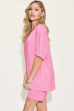 Basic Bae Full Size V-Neck Drop Shoulder T-Shirt and Shorts Set - felvior