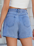 Asymmetrical Denim Skort with Pockets - felvior