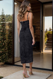 Cutout Slit Spaghetti Strap Denim Dress - felvior