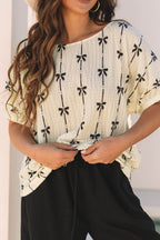 Bow Print Short Sleeve Top