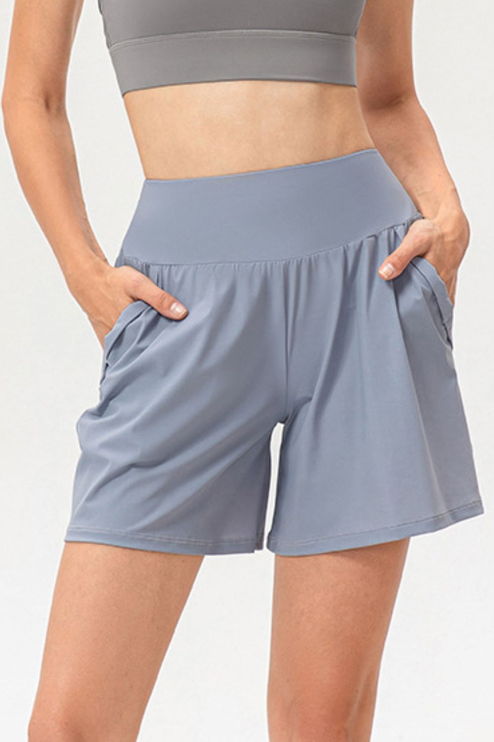 Pocketed Elastic Waist Active Shorts - felvior