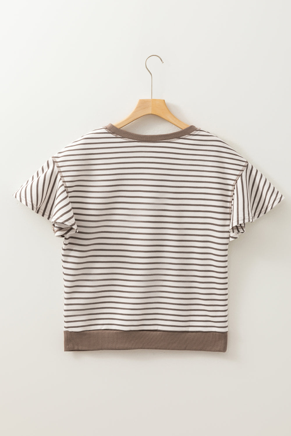Contrast Striped Ruffle Short Sleeve Top