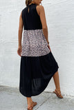 Perfee Leopard Contrast Sleeveless Maxi Dress - felvior