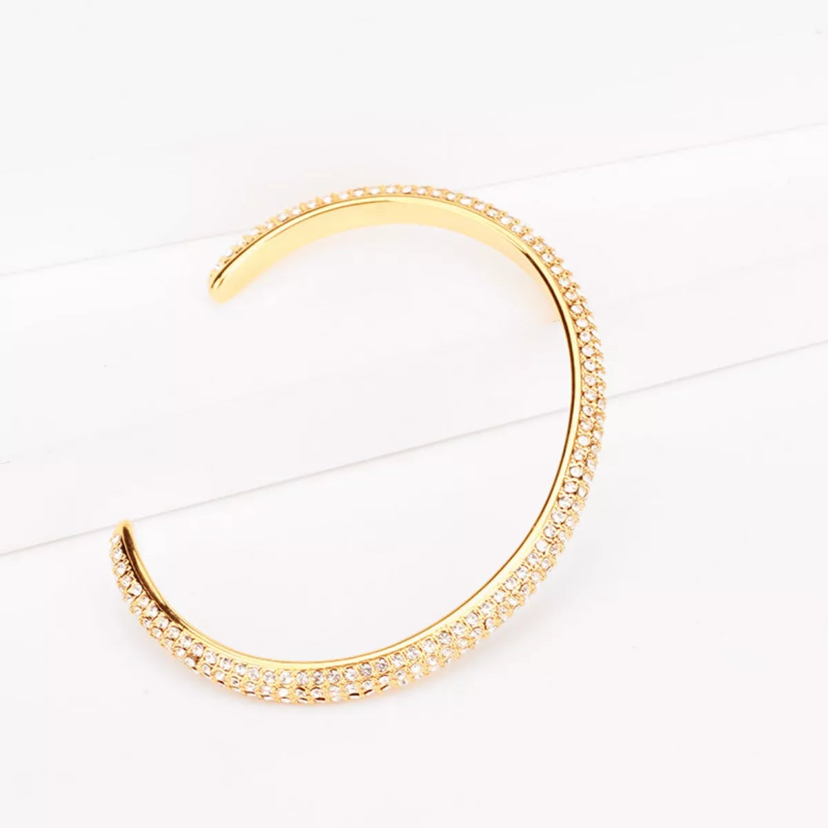 18K Gold-Plated Copper Zircon Open Bracelet Secondary image