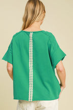 Umgee Full Size Mineral Wash T-Shirt with Lace Applique Plus Size