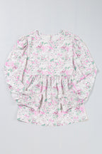 Printed Round Neck Long Sleeve Blouse