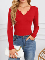 Notched Long Sleeve T-Shirt