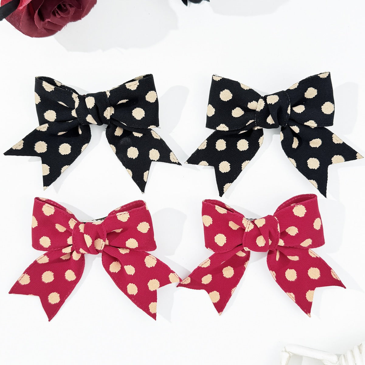 2-Piece Polka Dot Bow Hair Clip - felvior