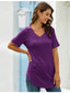 Full Size Solid V-Neck Short Sleeve T-Shirt Plus Size