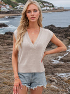 Ribbed Hem V-Neck Sweater Vest