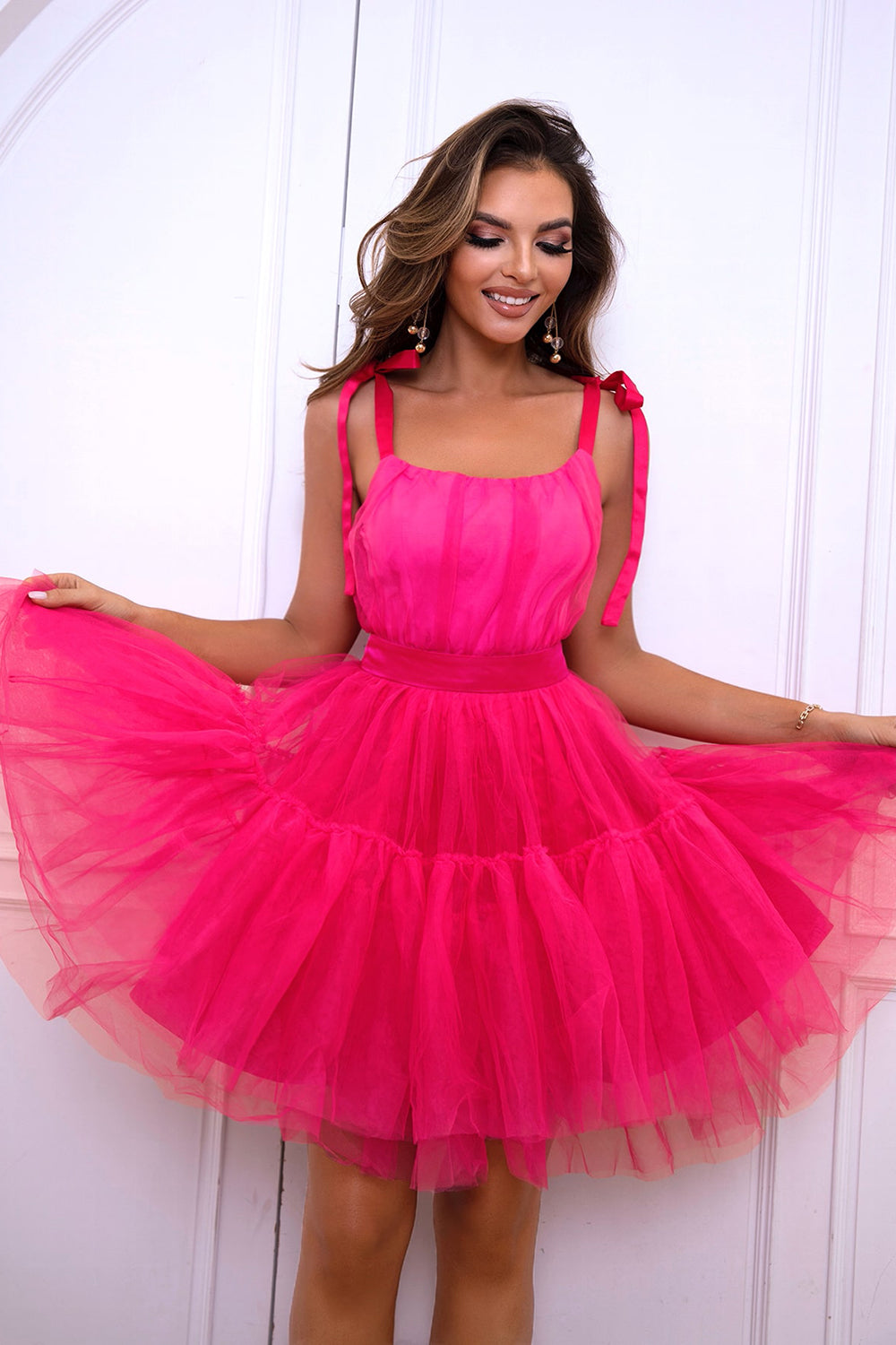 Tie-Shoulder Mesh Dress - felvior