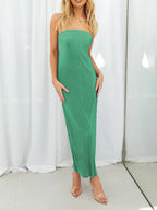 Lace-Up Back Tube Maxi Dress