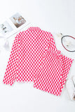 Checkered Button Up Top and Pants Lounge Set - felvior