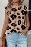 Leopard Round Neck Cap Sleeve T-Shirt